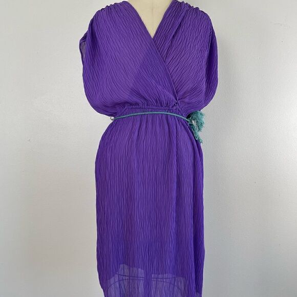 Vintage Vue Novo Sheer Purple Midi Dress Size S EUC - Picture 1 of 7